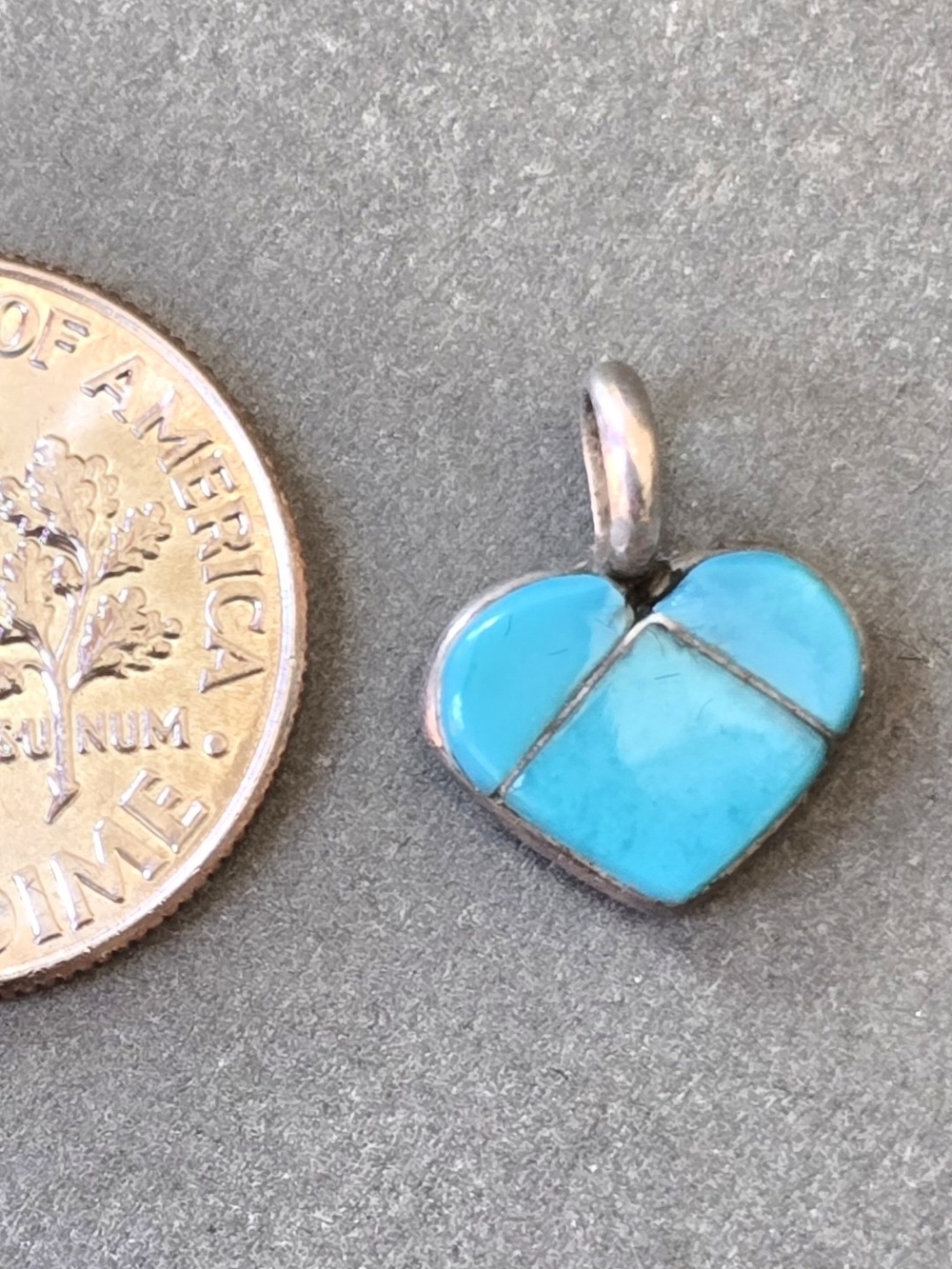 Sterling Silver Turquoise Heart Pendant - Bright Blue Heart Charm
